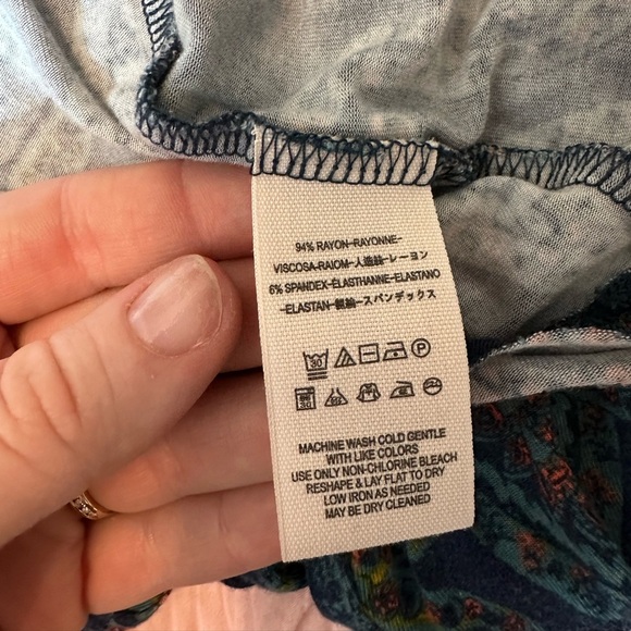 Free People Aloha Lace Up Long Sleeve Stretch Paisley Print Pattern Shirt #1588 - Picture 8 of 9